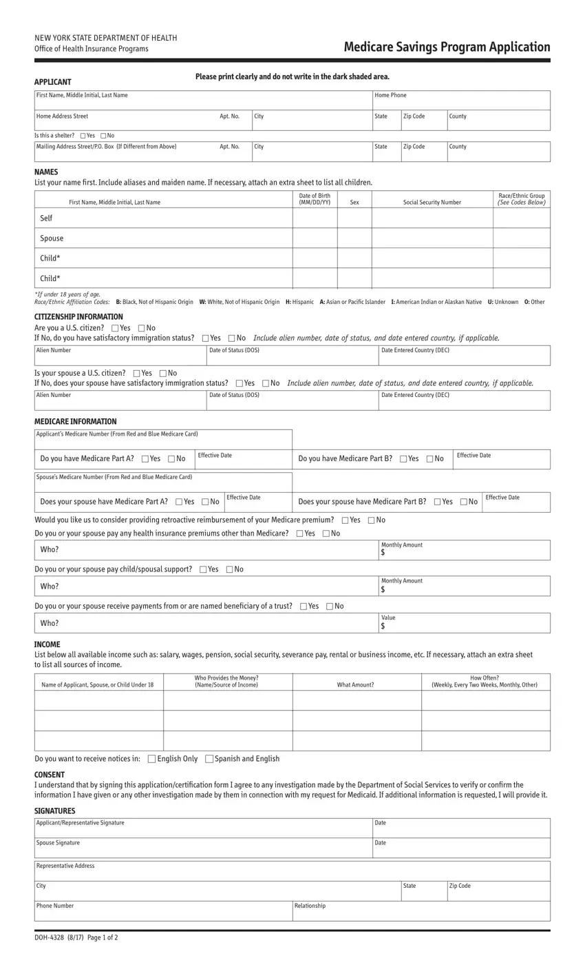 Doh 4328 Msp Application first page preview