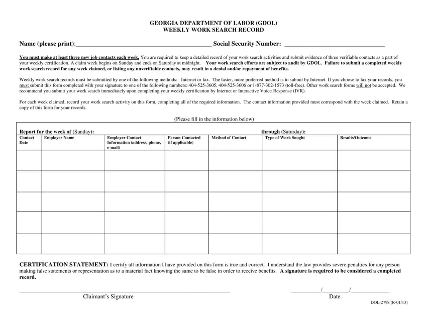 Dol 2798 Form first page preview