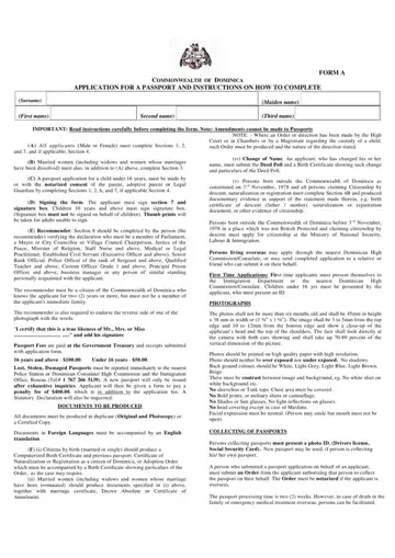 Dominica Passport Application Form Preview