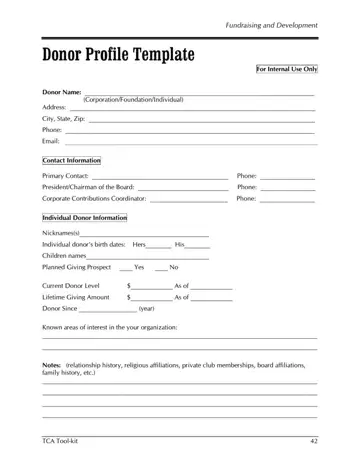Donor Profile Template Preview