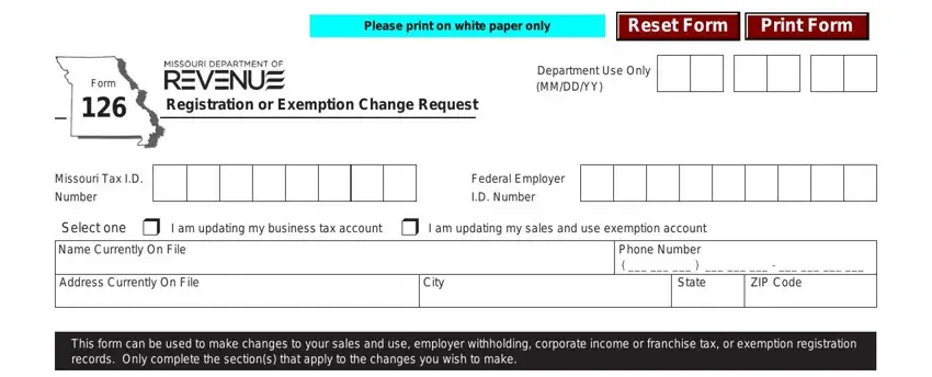 stage 1 to completing form 126 missouri