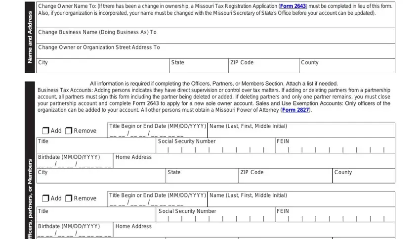 Entering details in form 126 missouri part 2