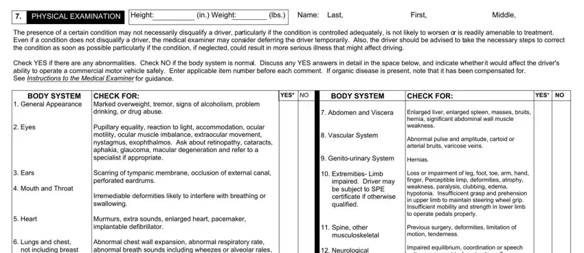 step 5 to finishing dot medical examination