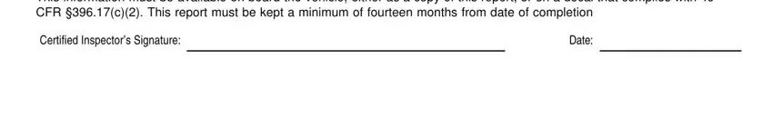 dot inspection checklist This information must be available, Certified Inspectors Signature, and Date blanks to fill