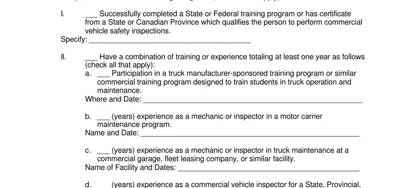 Filling in dot inspection checklist step 4