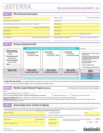 Doterra Wellness Advocate Agreement Form Preview