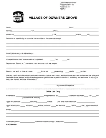 Downers Grove Foia Form Preview