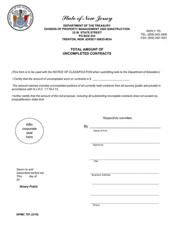 Dpmc 701 Form Preview