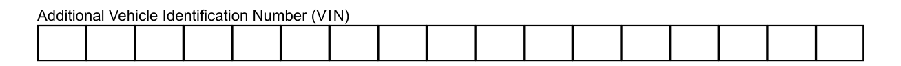 Form DR 2698 example filled out, additional Vehicle Identification Number (VIN)