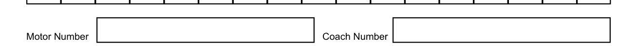 Form DR 2698 example filled out, motor Number or Coach Number