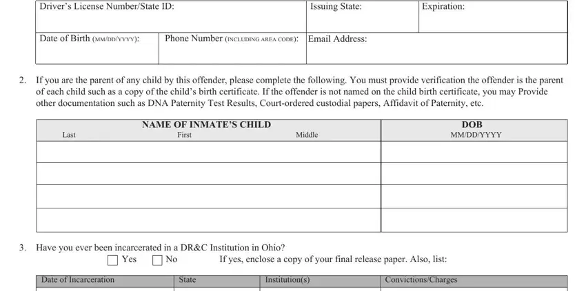 Completing ohio correctionalcenter visitor request part 2