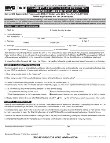 Drie Renewal Application Form Preview