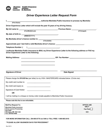 Driver Experience Certificate Form Preview