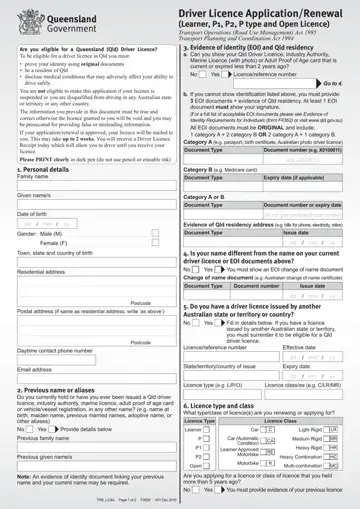 Driver License Application Renewal Form Preview