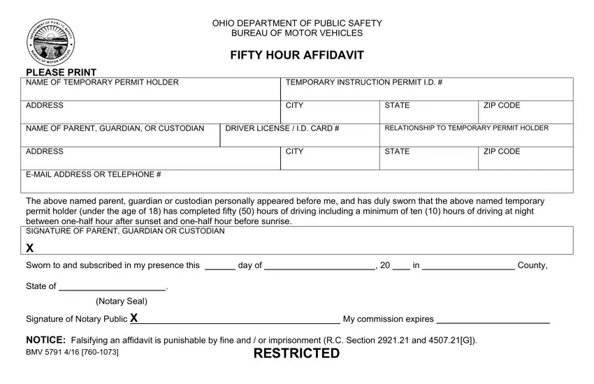 Ohio Bmv Fifty Hour Affidavit ≡ Fill Out Pdf Forms Online