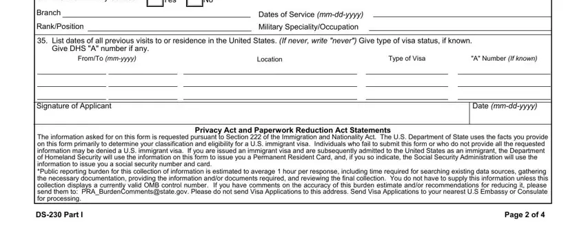 stage 5 to entering details in immigrant application