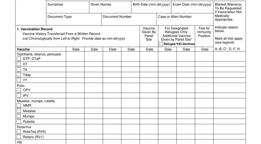 example of blanks in immunization form online