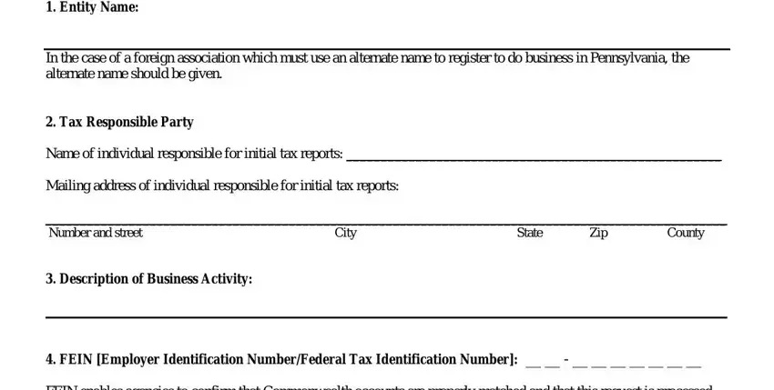 entering details in 134a pennsylvania step 1