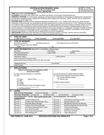 Dss Form 273 Preview