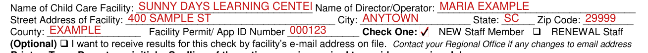 DSS Form 2924 example filled out, check One