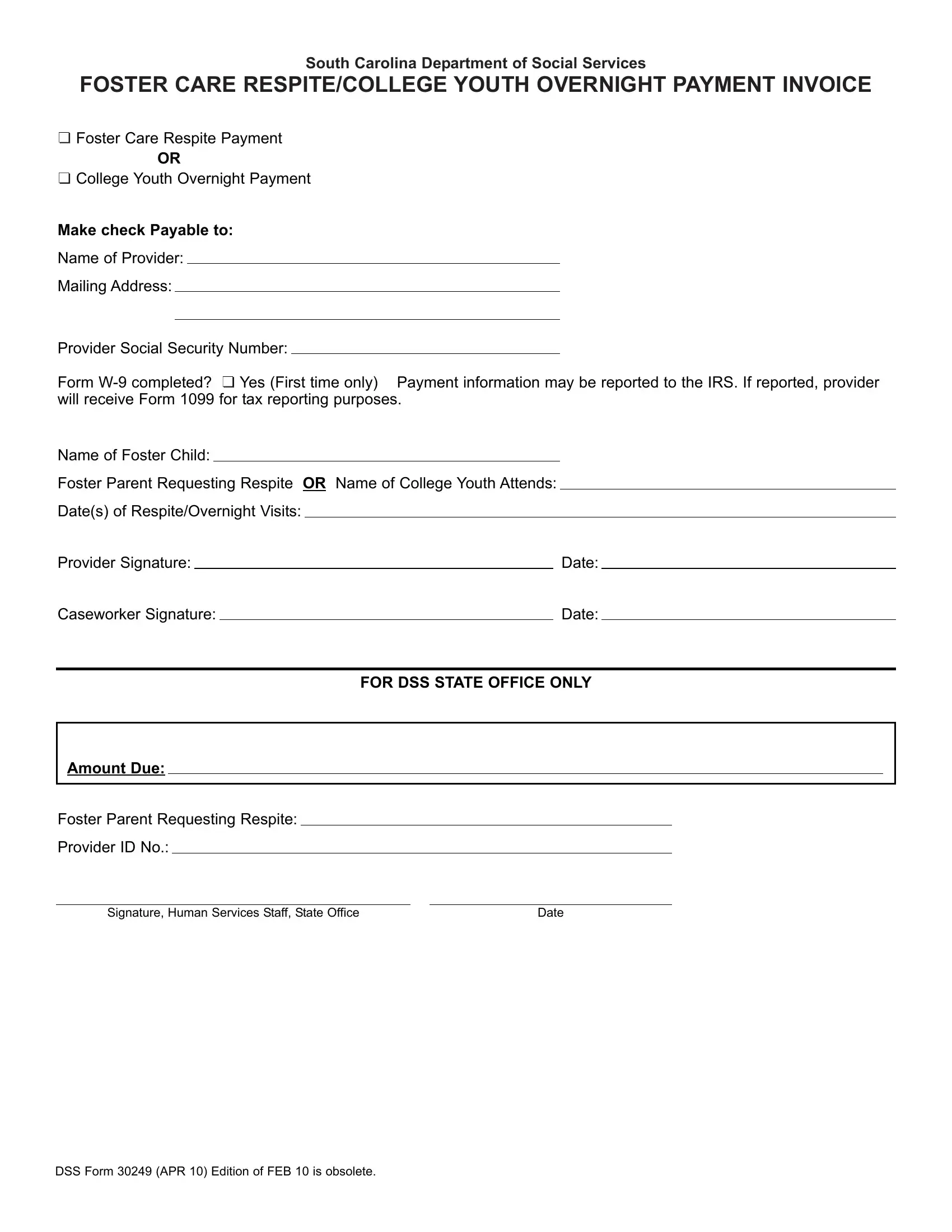 Dss Form 30249 Preview