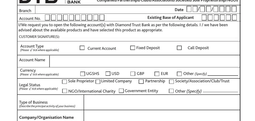 portion of blanks in dtb online banking