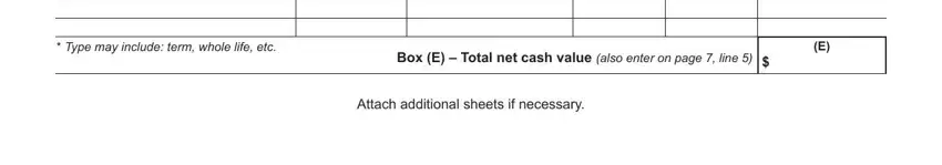 dtf 5 ny state form Type may include term whole life, Box E  Total net cash value also, and Attach additional sheets if fields to complete