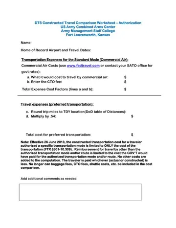 DTS Constructed Worksheet Form Preview