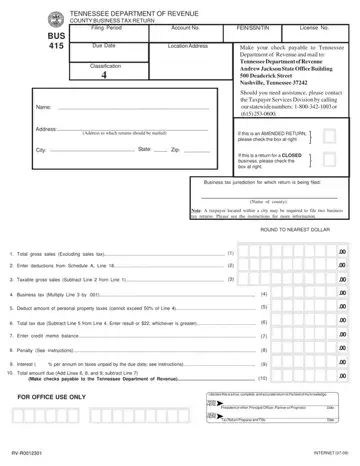 Due Date Bus 415 Form Preview