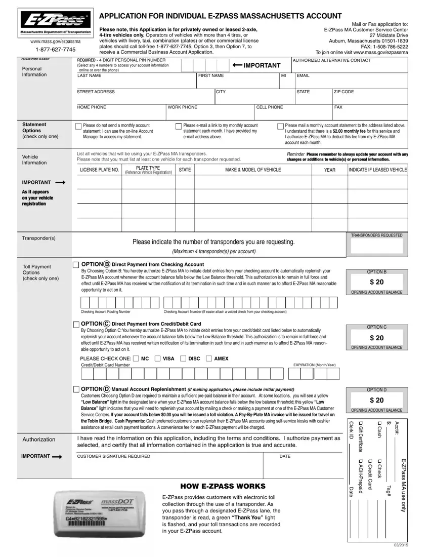 E Zpass Ma Application first page preview