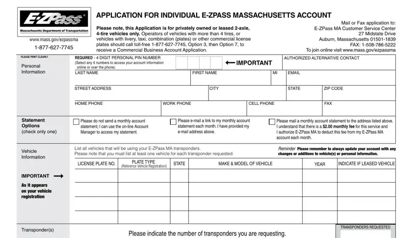 rmv ez pass ma spaces to complete