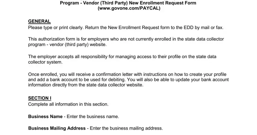 de26 Instructions for Completing the, GENERAL Please type or print, This authorization form is for, The employer accepts all, Once enrolled you will receive a, SECTION I Complete all information, Business Name  Enter the business, and Business Mailing Address  Enter blanks to complete