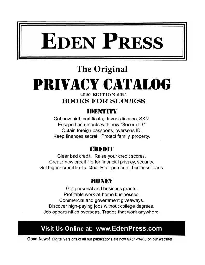 Eden Press Catalog first page preview