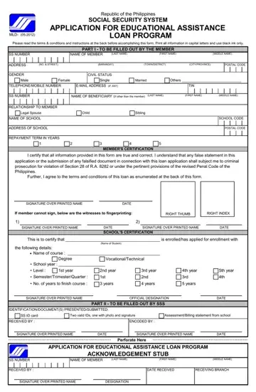 Educational Assistance Application Form Preview
