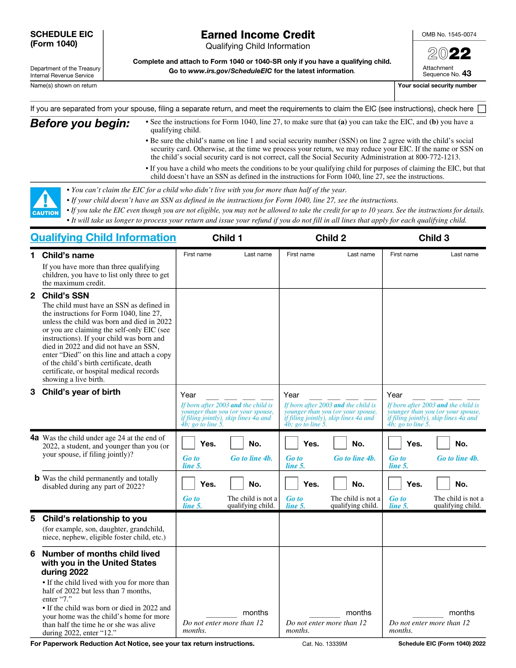 Eic Form Fill Out Printable Pdf