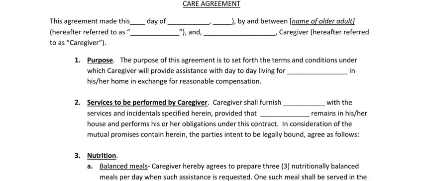 step 1 to writing elder care agreement template