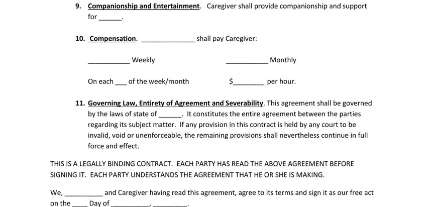 Filling in elder care agreement template step 4
