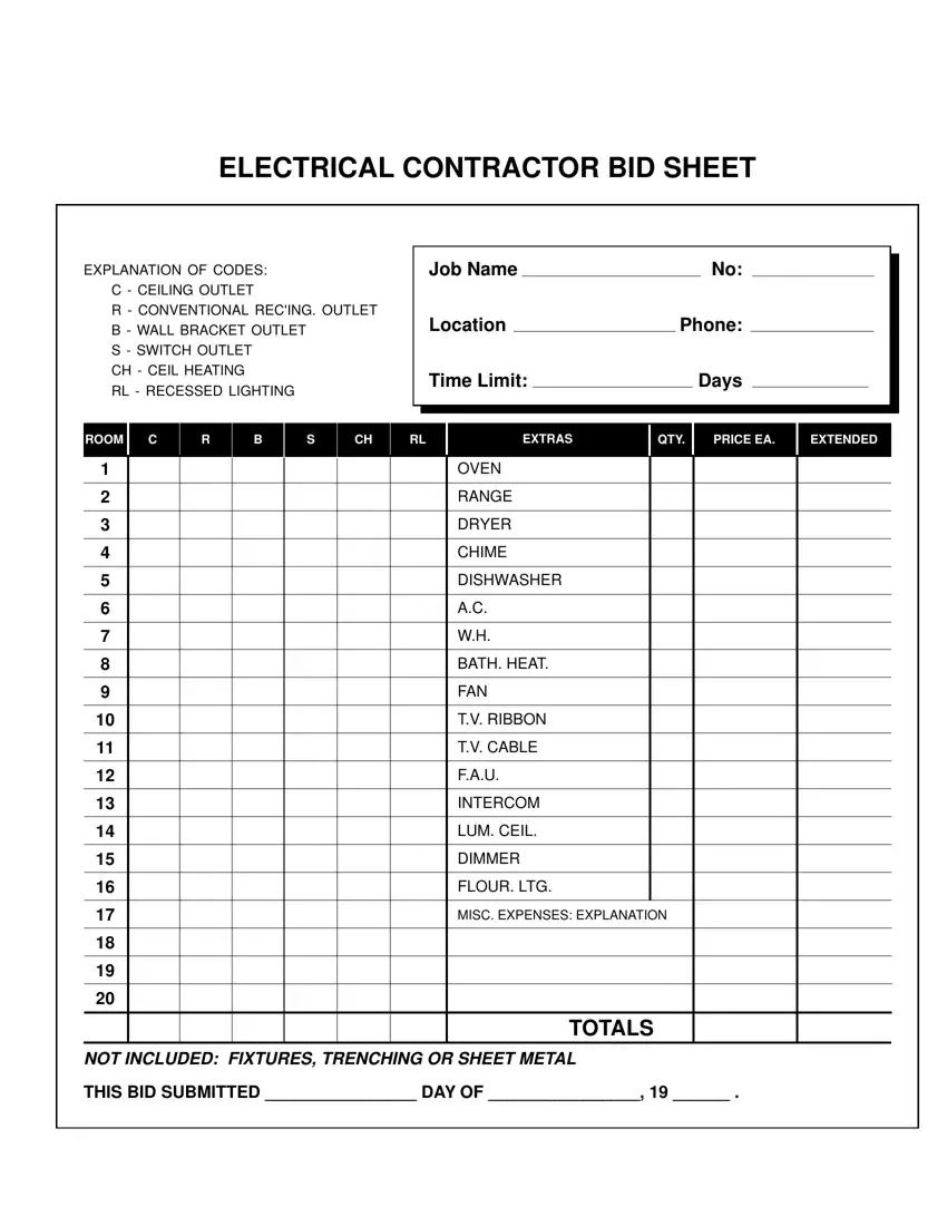 Electrical Proposal Form first page preview