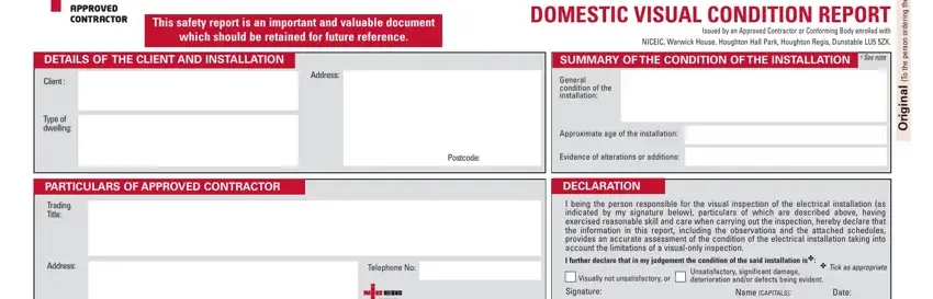 filling in electrician report sample part 1