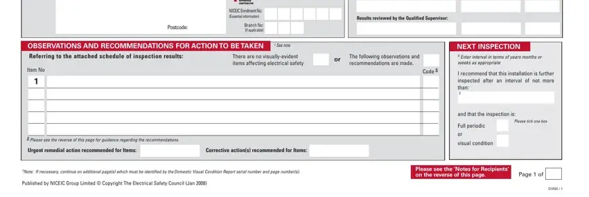 Entering details in visual electrical inspection report template step 2
