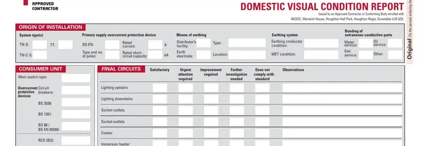 Filling in electrician report sample stage 3