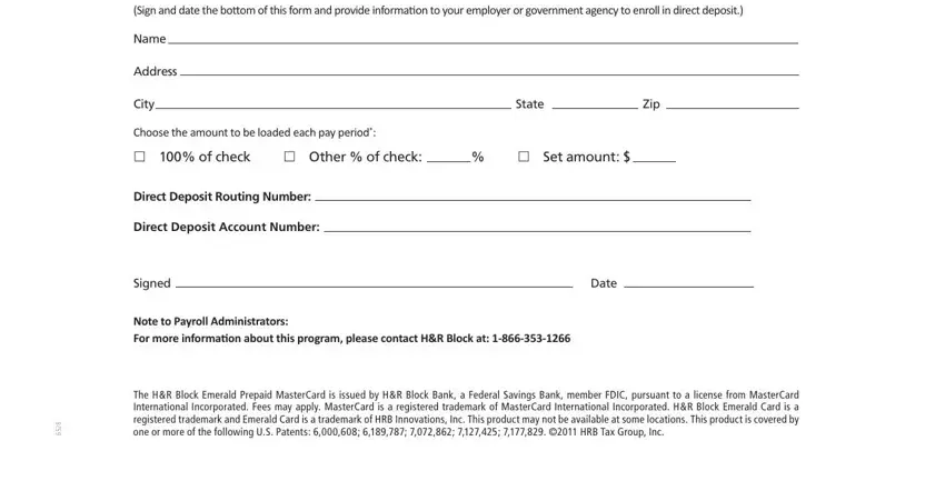 step 1 to writing emerald online direct deposit form