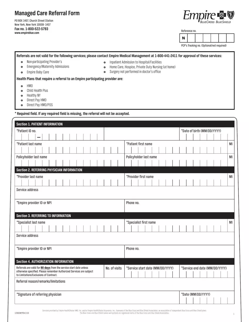 Empire Referral Form first page preview