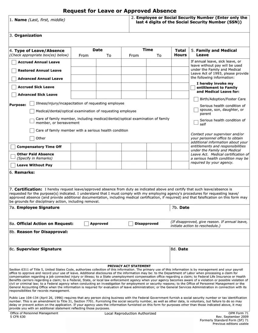 Employee Leave Request Form first page preview