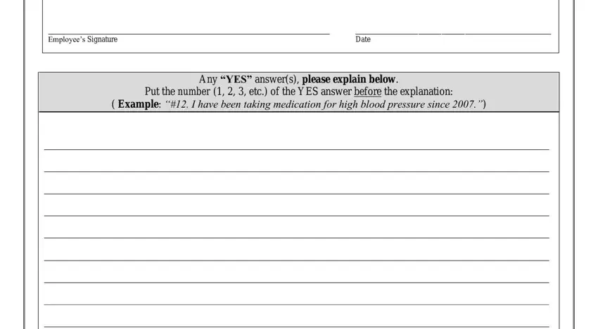 Filling in physical exam form for work stage 2