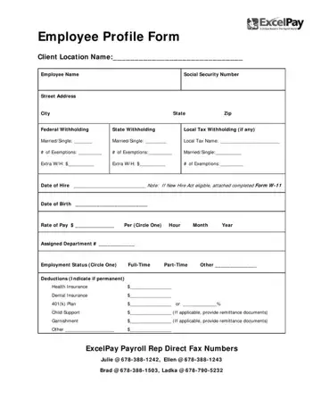 Employee Profile Form Preview