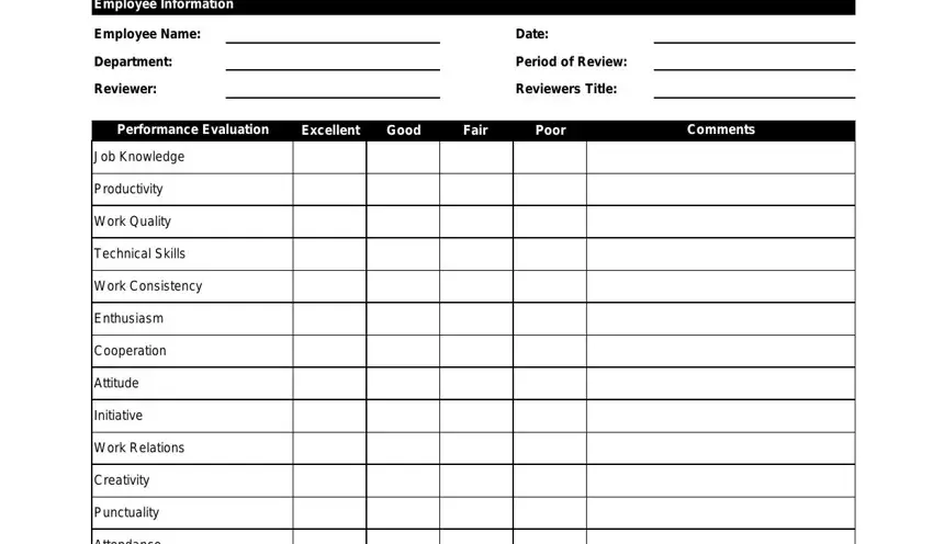 step 1 to completing performance evaluation form sample
