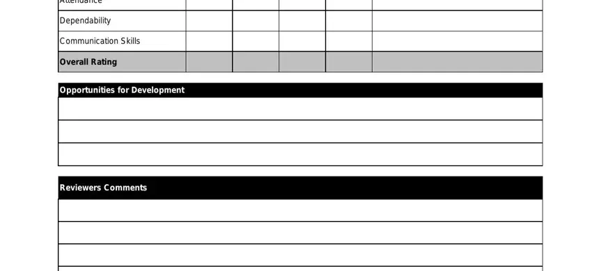 Filling out employee form review stage 2