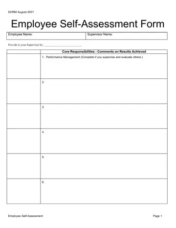 Employee Self Evaluation Form Preview