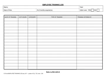 Employee Training Log Form Preview